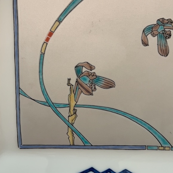 Porcelain Plate Iris Pattern 10.5” Square EUC - Picture 4 of 8